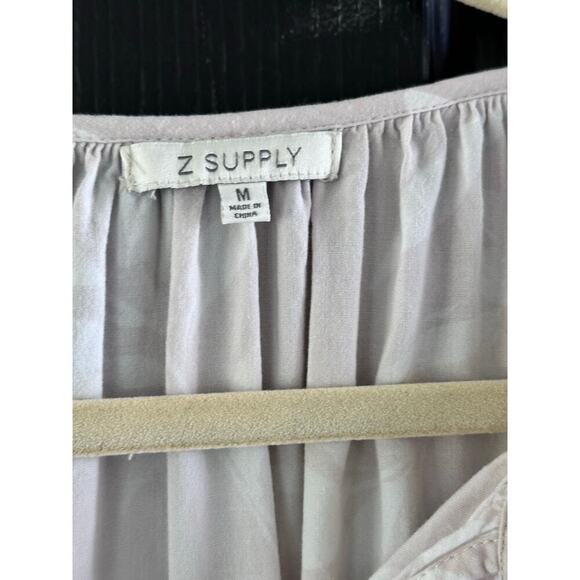 Z Supply Women's Cream Floral Print Split Neckline Long Sleeve Blouse Top Size M - Picture 4 of 9